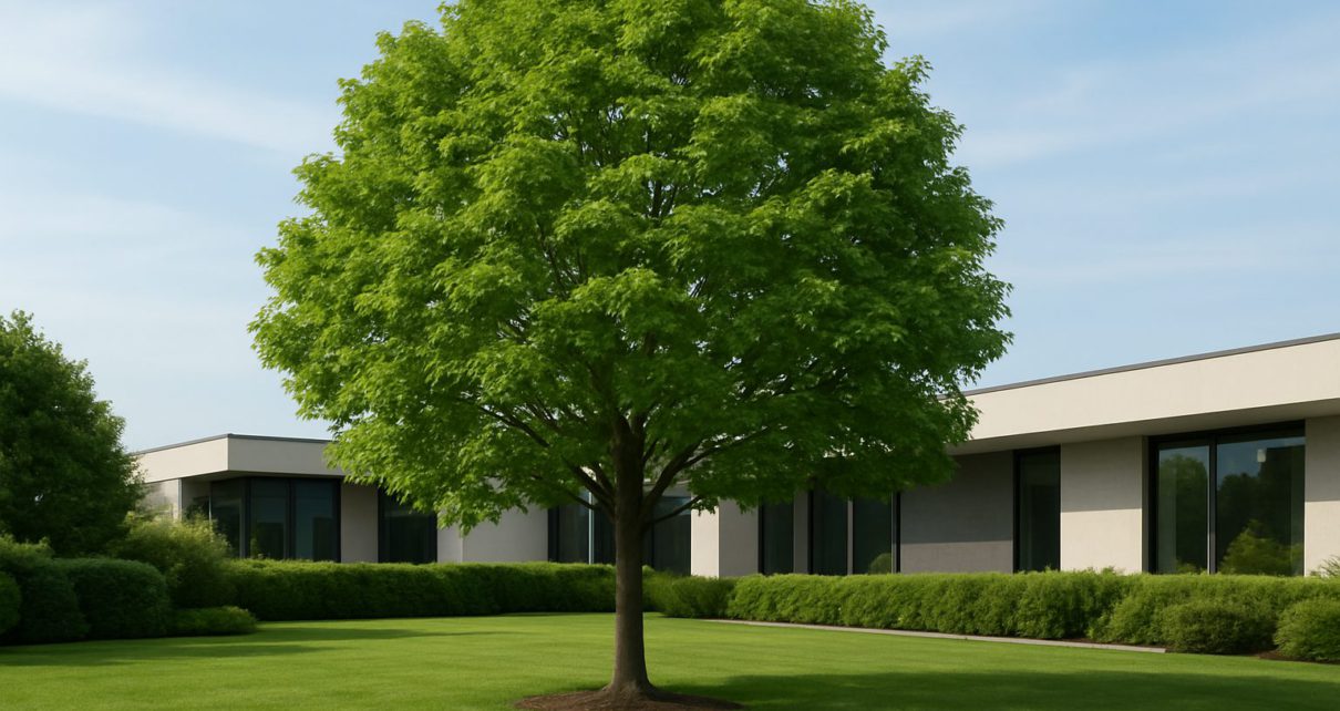 A healthy green tree in a well-maintained landscape