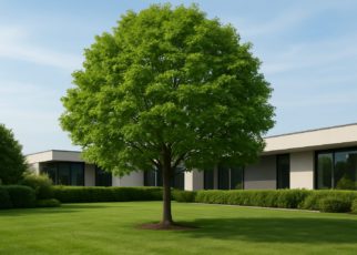 A healthy green tree in a well-maintained landscape