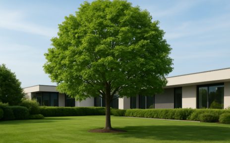 A healthy green tree in a well-maintained landscape